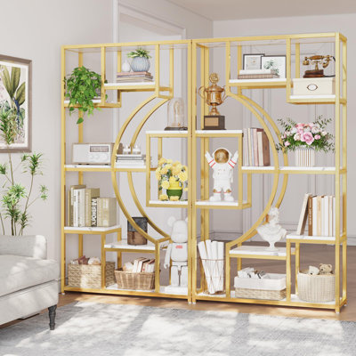70.8" H X 39.4" W Steel Geometric Bookcase(set Of 2)