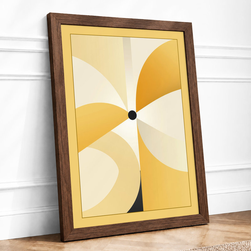 Golden Pinwheel Geometric - Framed Print, Walnut, A3 - 42.0 x 29.7 cm