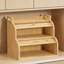 Boîte à pain en bambou avec couvercle à roulettes, organisateur de rangement de comptoir de cuisine à 2 niveaux pour le pain, les fruits et les ustensiles, armoire à nourriture en bois naturel avec ventilation