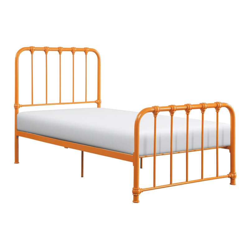 Lit plateforme orange en métal - sommier tapissier non requis, pour une chambre à coucher en orange envoûtant