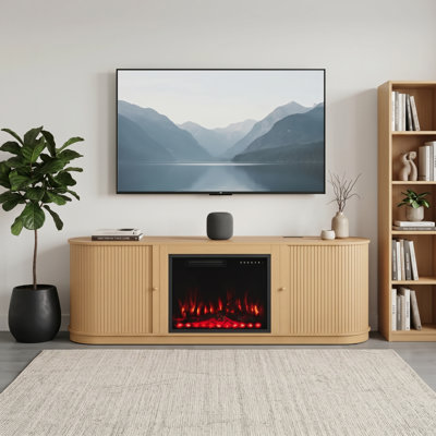 Meuble télé avec foyer Mid-Century