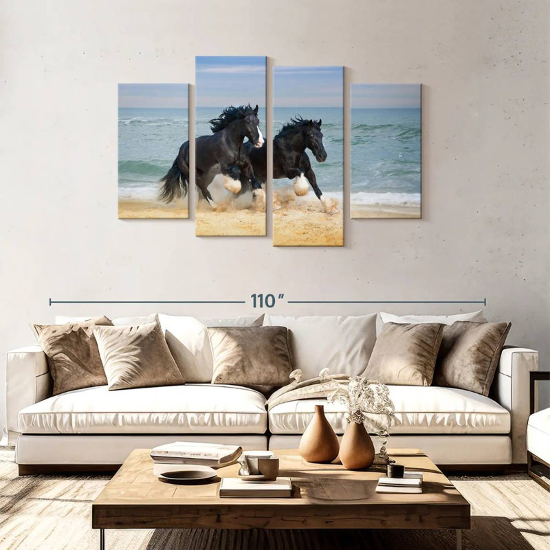 Brampt Black Shire Horses, 48" H x 75" W