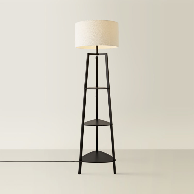 Amandip 137.5cm Tray Table Floor Lamp Set, Black, Cream, No