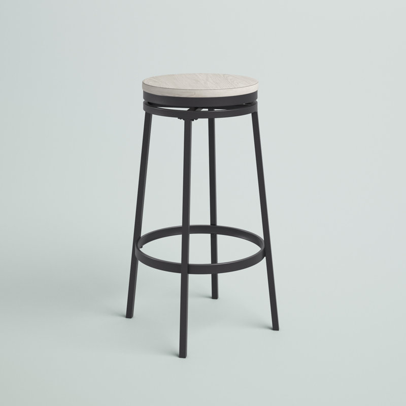 Deanna Backless Metal Swivel Stool, Counter Stool (25" Seat Height), Whitewashed