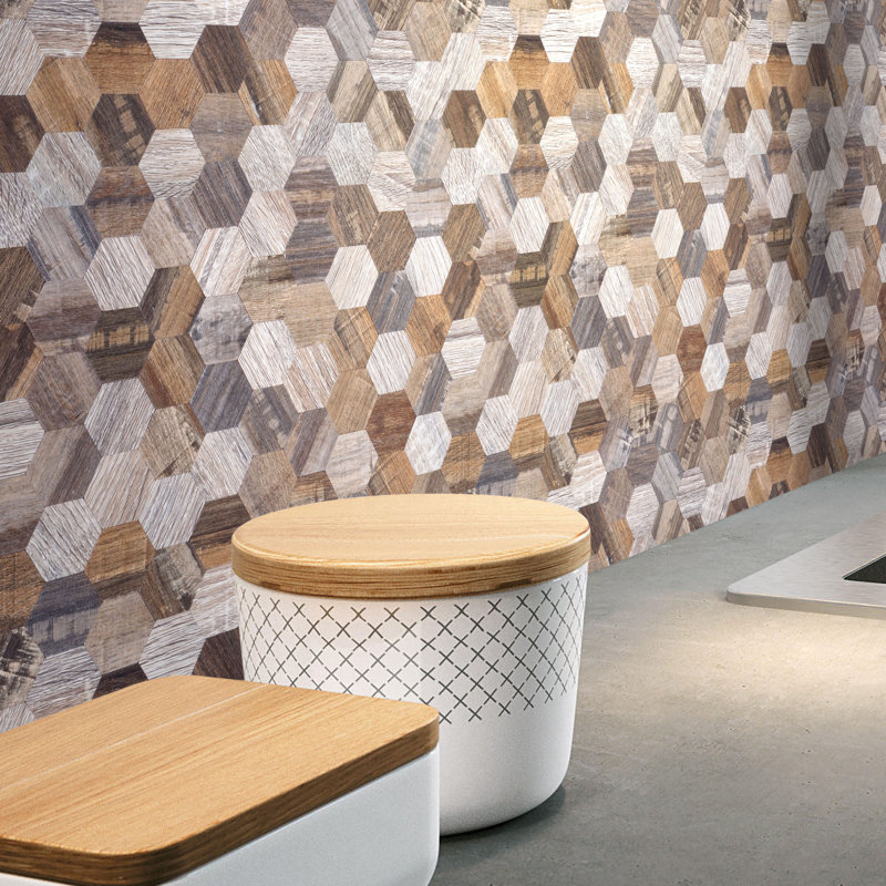 Carreau de mosaïque auto-adhésif en bois / PVC 1 po x 1 po Modern