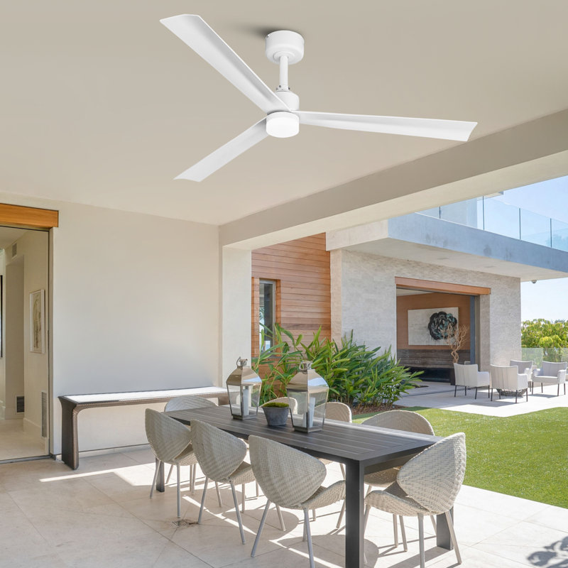 50" Modern White Propeller 3CCT LED Ceiling Fan with Lights and Remote Control, Dimmable, 6-Speed Reversible DC Motor, Timer 