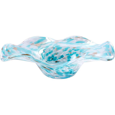 Hand Blown Art Glass Bowl, 10.2-Inch Large Decorative Centerpiece For Table, Cobalt Blue Fruit Display & Kitchen Counter Décor