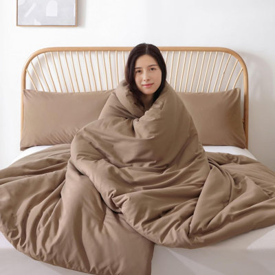 King Size Comforter Set Dark Khaki, 3Pcs King Comforter Set(1 Khaki Comforter & 2 Pillowcases) All Season Lightweight Bedspread Blanket Quilt