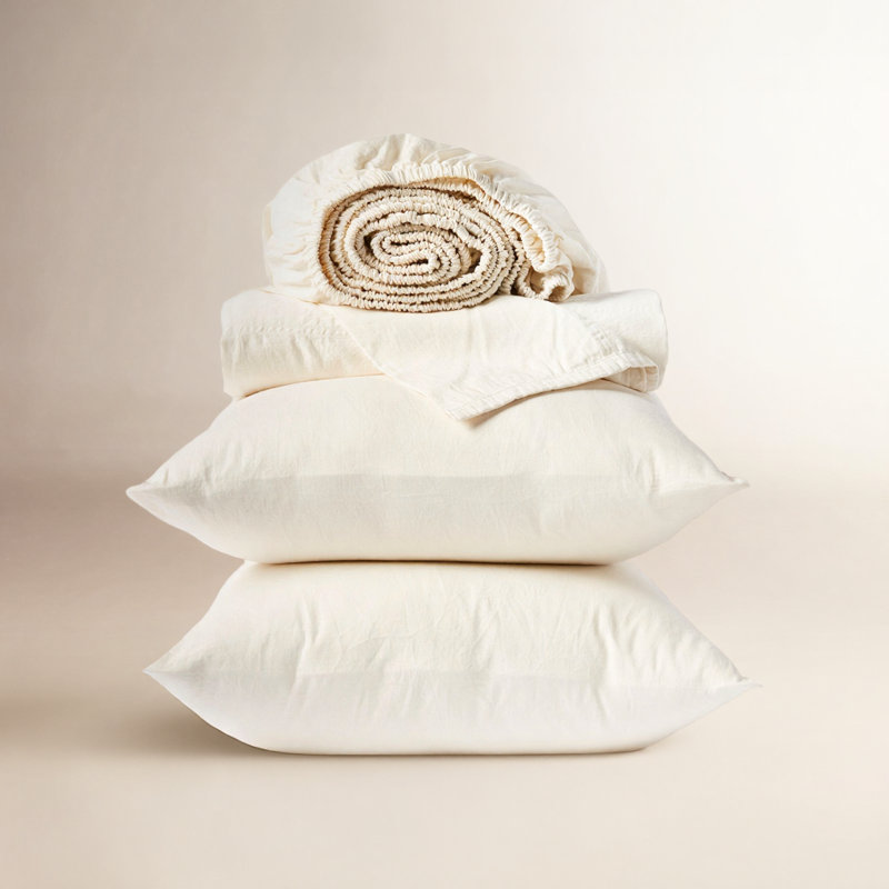 Cloud Soft Sateen 100% Cotton Sateen Sheet Set, King Sheet Set with 2 Pillowcases, Undyed