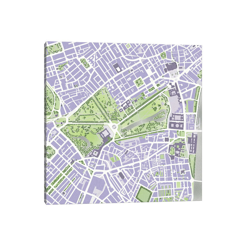 St James Park by Planos Urbanos - Wrapped Canvas Gallery-Wrapped Canvas Giclée, 30.48cm H x 30.48cm W