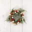 Mini couronne de Noël givrée en forme de pin givré avec baies et étoiles de 10 pouces