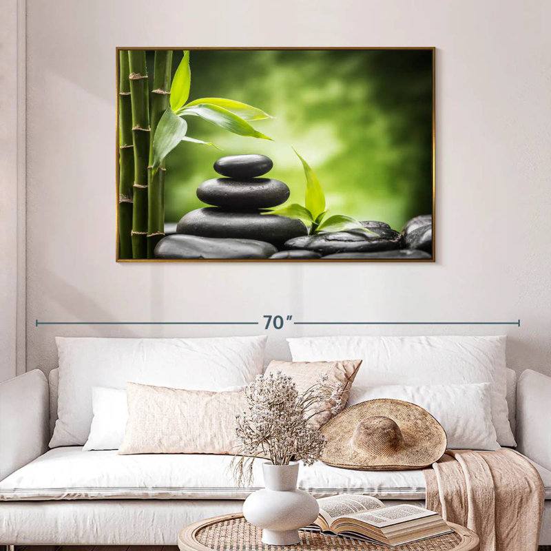 Spa zen, 46 po x 31 po, Cadre flottant doré