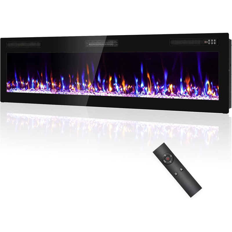 72” Recessed and Wall Mounted Electric Fireplace, Ultra Thin Narrow Beleze Fire Places