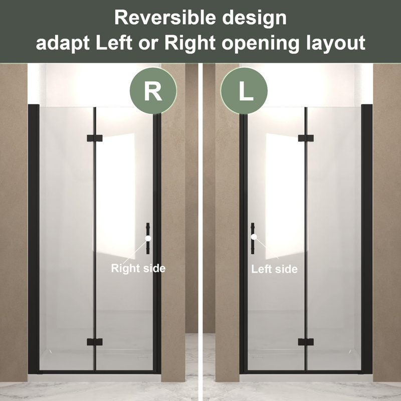 29-30-inch Matte Black Aluminum Bifold Shower Door