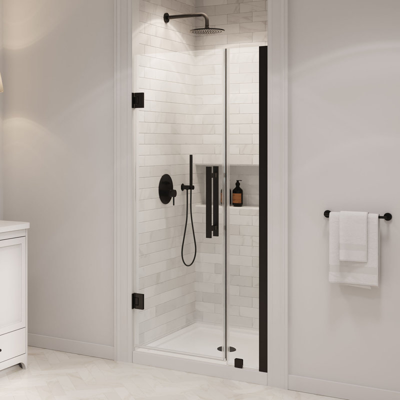 OVE Decors Panama X P 36 po P 74 po Ensemble de porte de douche à charnière pivotante sans cadre avec base H H Alcove, 2025
