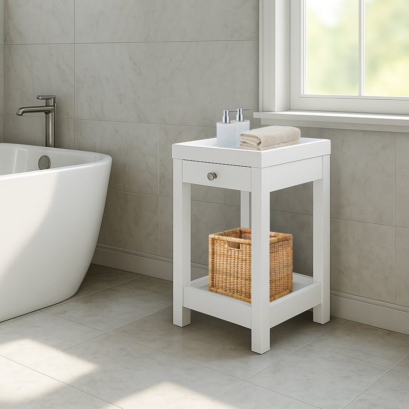 Table d'appoint en bois massif avec tiroir Casual Home, blanc