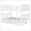 Lit superposé double au-dessus de double avec lit gigogne simple et échelle - blanc