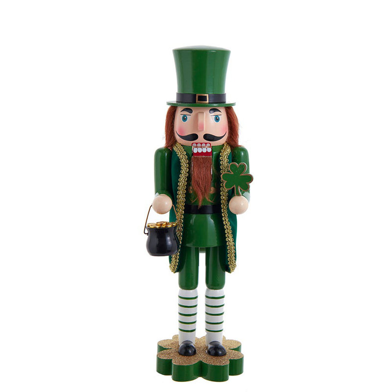 Kurt Adler Wooden Nutcracker, Leprechaun Soldier, 14in