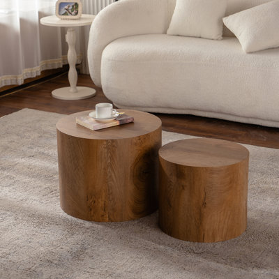 Tables de salon brunes, style rond en bois et café moderne à finition multiple 2, faciles à utiliser