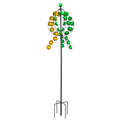 Yellow and Green Loop Kinetic Wind Spinner Garden Stake