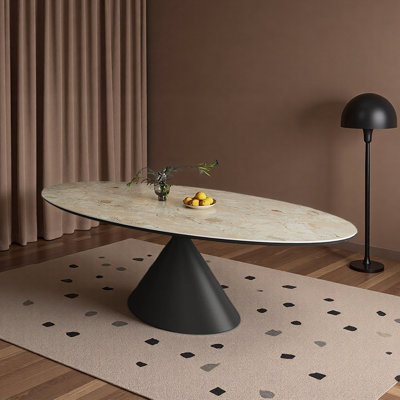 Modern Durable Rock Slab Oval Dining Table