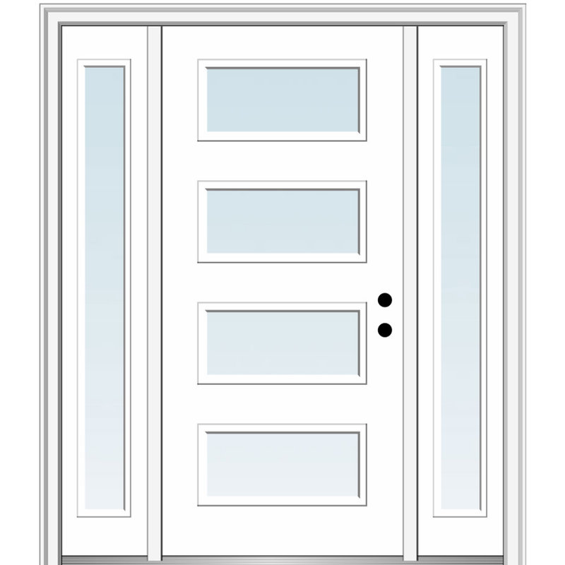 81.75'' Glass Fiberglass Front Entry Doors, 81.75" H x 64.5" W x 6.563" D, Left Hand/Inswing, Clear