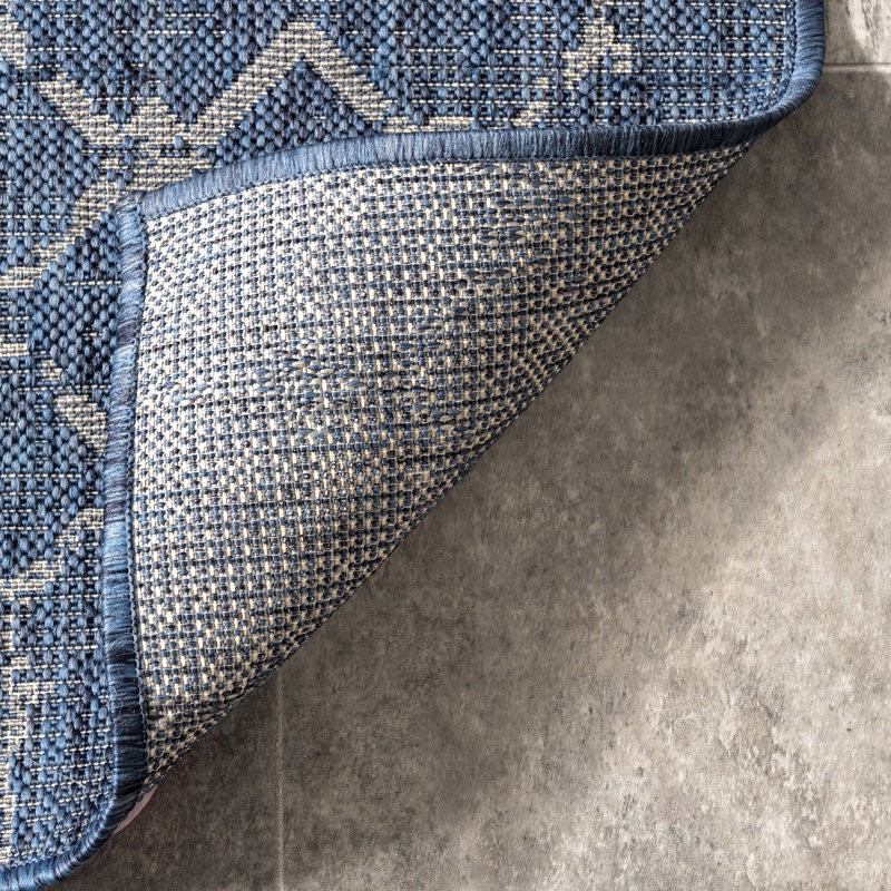 Tapis intérieur / extérieur bleu Kadisha, Rectangle 4 pi x 6 pi