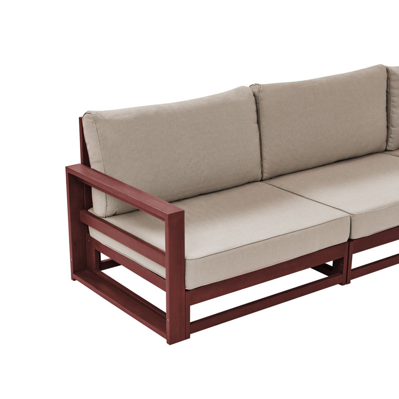Ailin 269cm Wide Patio Sofa with Cushions, Mahogany Brown