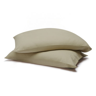 Chloe 100% Cotton Linen Texture Vintage Wash Solid Percale Pillowcases Set Of 2