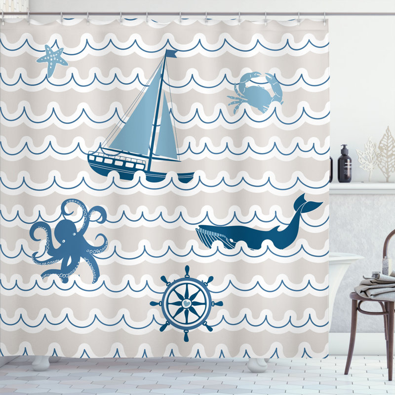 Shower Curtain with Hooks Included, 70" H x 69" W
