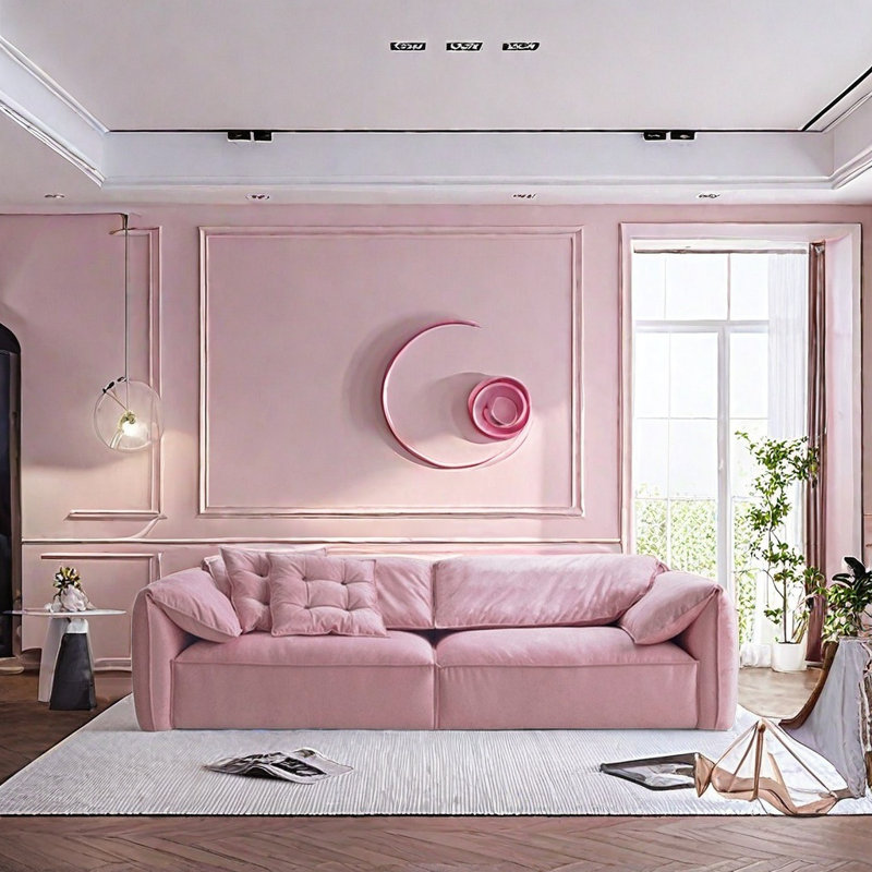 Elephant Ears Pink Sofa, 2, 29.53" H x 94.49" W  x 45.28" D