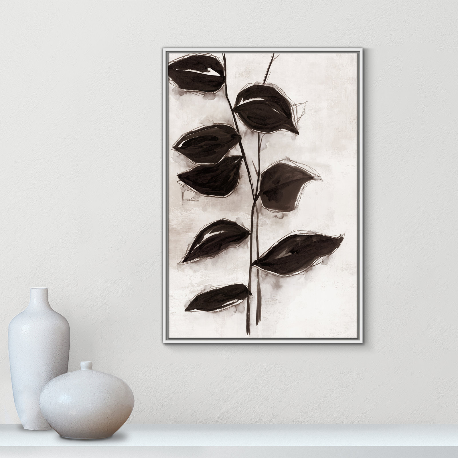 Leaves I by Eva Watts, 37.5" H x 25.5" W x 2" D, White Framed