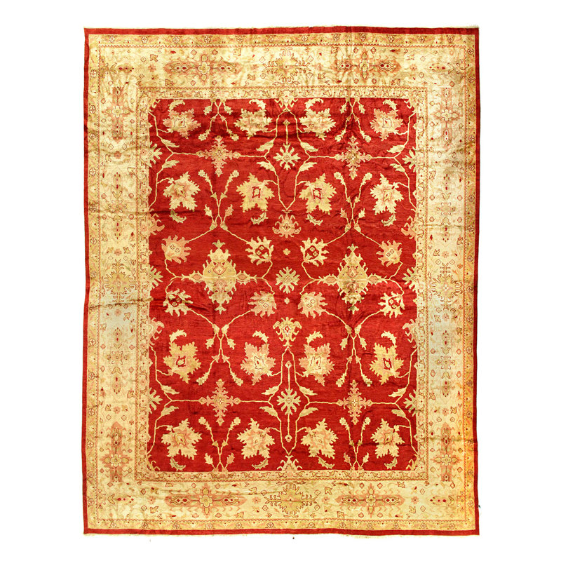 Tapis Oushak fin noué à la main 14 pi 3 po x 17 pi 11 po