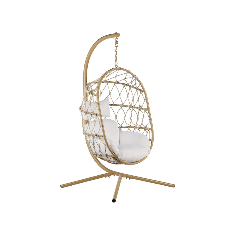 Leasburg Egg Chair with Stand, Beige, White