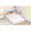 Lit de jour en métal blanc avec couchette, rangement et motif