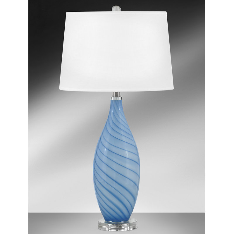 Scilla 30" Glass Table Lamp, Light Blue