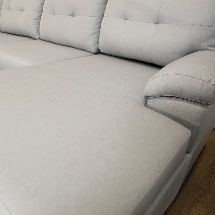 Canapé modulaire rembourré 7 pièces Yvonne, Mélange de lin gris clair