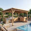 Ensemble de cuisine extérieure en cèdre 7 pièces avec pergola de 5,2 m, évier, barbecue et bar - Naturel-133988395