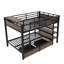 Lit superposé double en métal avec tablettes de rangement et ports USB, noir-798069262