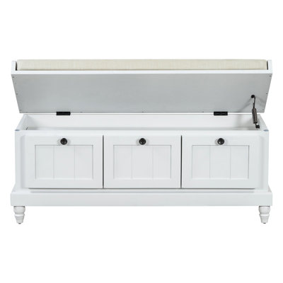 Entryway Bench With Cushioned Top And Hidden Storage - , Vintage Charm, Modern Simplicity, Comfortable Seating, For Daily Items