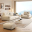 Canapé modulaire en chenille blanc crème