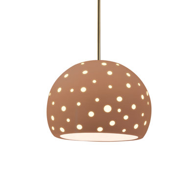 Luminaire suspendu 1 lumière Dimartino - Rosé brillant - Nickel brossé - l 12,25 po x H 9,25 po - DEL dédiée - Tige rigide