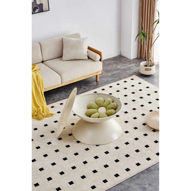 Coffee round tables with STORGE MOVABLE TABLE TOP MULTIFUNCTIONAL END SIDE TABLE, 15.7" H x 27.5" L x 27.5" W, Milk White