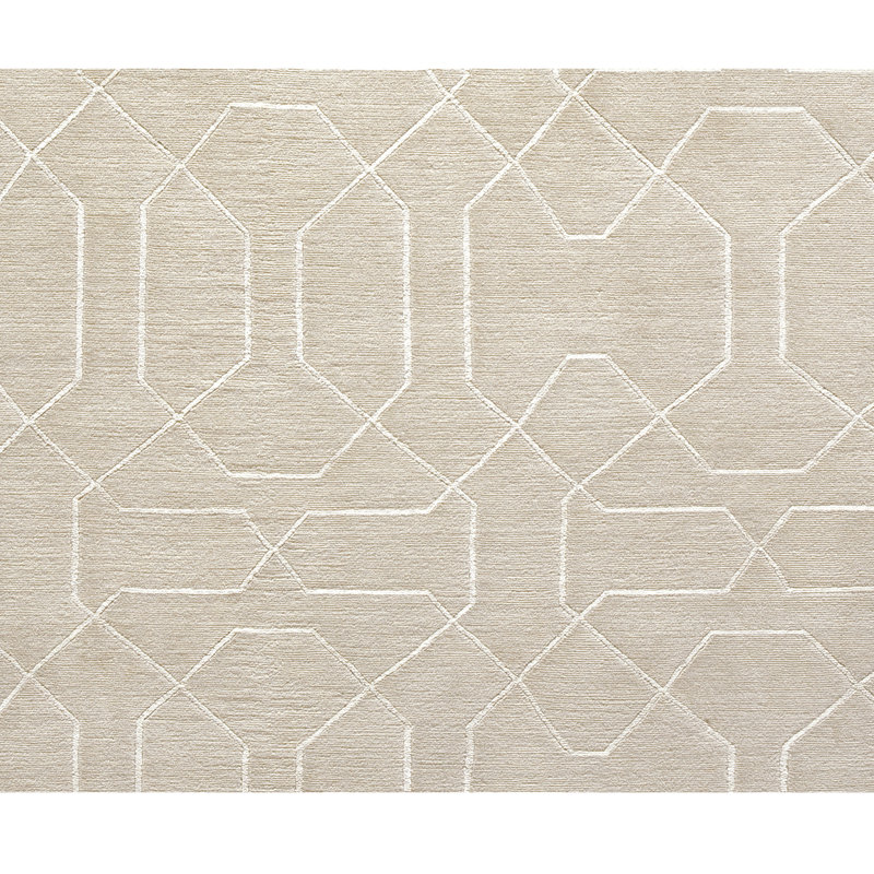 Geometric Area Rug in Ivory/Gray, Rectangle 6' x 9'