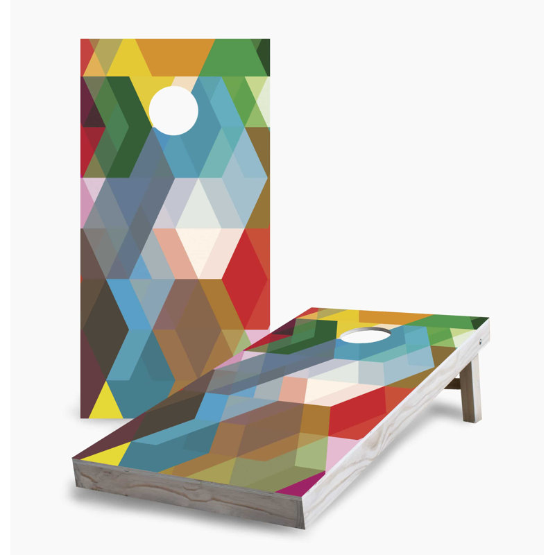 Retro Mosaic Corn Hole Board Set With LED Lights