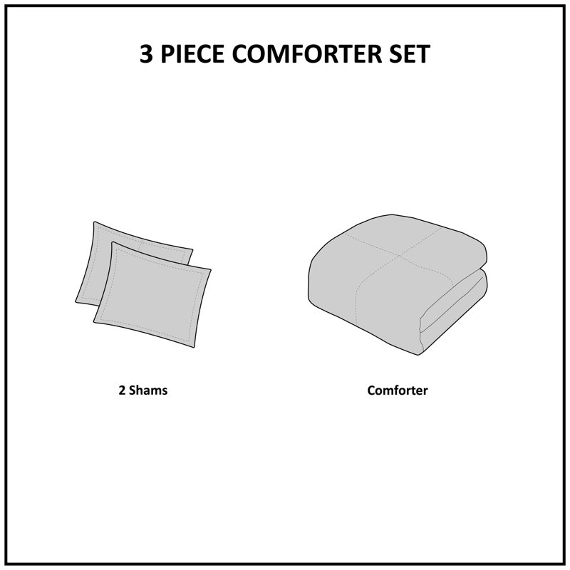 King Gray Cotton Down Alternative Reversible Comforter Set