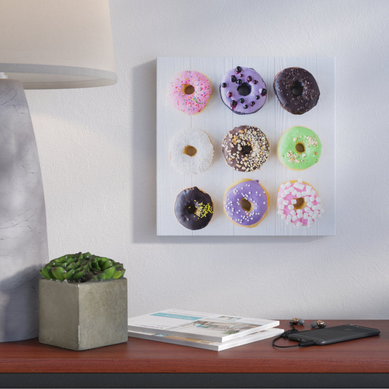 Colorful Donut Grid - Graphic Art on Canvas, 24" H x 24" W x 1.5" D, Wrapped Canvas
