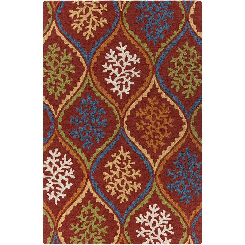 Tapis intérieur / extérieur rouge, bleu, jaune, blanc, orange et vert Terra Authentic, Rectangle 5 pi x 7 pi 6 po