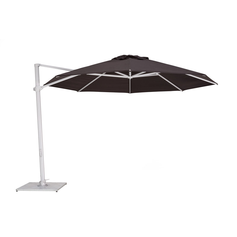 Pavone 11.5' Round Cantilever Umbrella (Handwheel), Double Stack Plate - Medium, Black