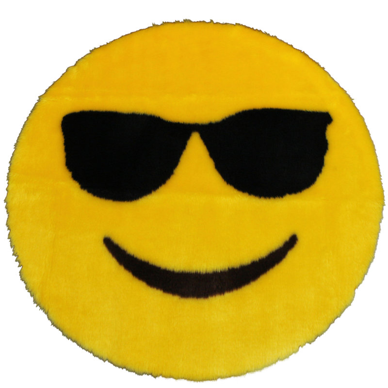Tapis jaune lavable avec lunettes de soleil Emoji - 2 pi 3 po